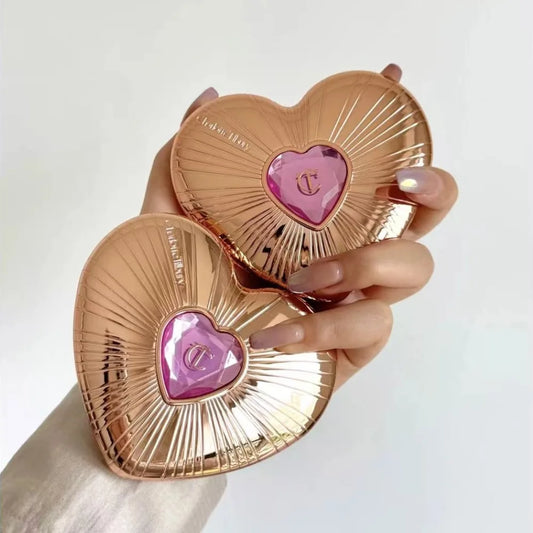 C/T Two Tone Heart Blush Lasting Beauty Makeup Natural Flawless Bright Powder Smooth Look Multi Purpose Rouge 13g