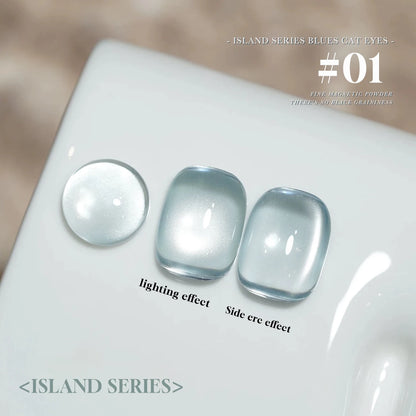 12ML 1-6PCS Summer And Autumn Island Glass Bead Magnet Cat Eye Gel Nail Polish Blue Nails Nail Art Nail Supplies