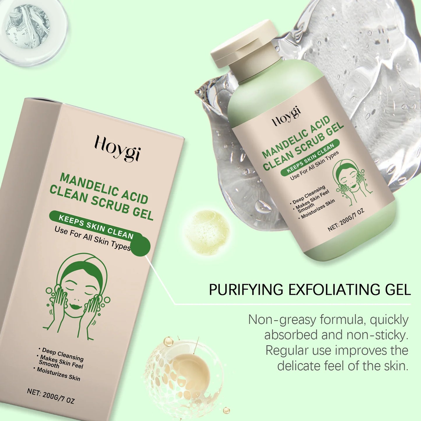 HOYGI Aloe Vera Exfoliating Gel Dead Skin Removal Deep Cleansing Pores Smooth Moisturizing Reduce Dryness Oil Control Skin Scrub