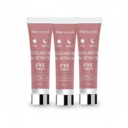 Collagen Retinol Eye Cream. Day Night Formula. Moisturizes Hydrates Deeply. Smooths Firms Eye Area. Soft Supple Skin. 20g.