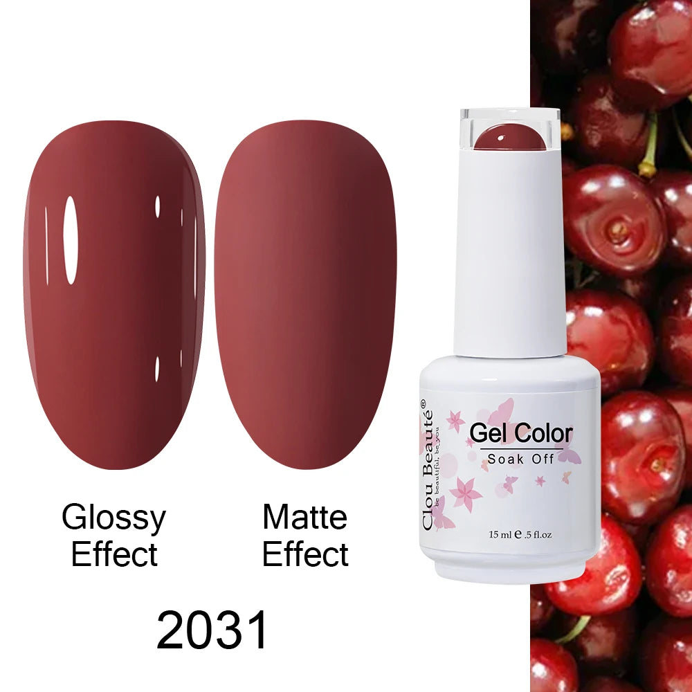 Clou Beaute 15ml Nail Gel Polish Warm Color Dark Red Brown Semi Permanent Nail Art Manicure Soak Off LED UV Varnishes Lacquer