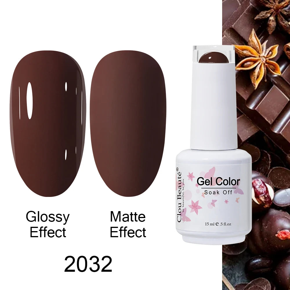 Clou Beaute 15ml Nail Gel Polish Warm Color Dark Red Brown Semi Permanent Nail Art Manicure Soak Off LED UV Varnishes Lacquer