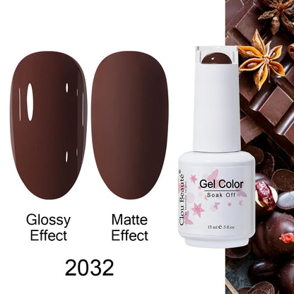 Clou Beaute 15ml Nail Gel Polish Warm Color Dark Red Brown Semi Permanent Nail Art Manicure Soak Off LED UV Varnishes Lacquer