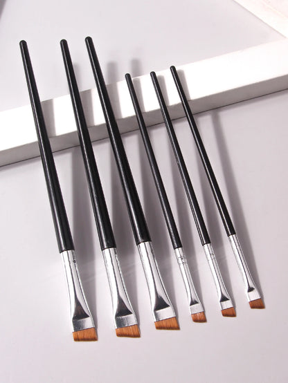 6 Pcs popular eye makeup brush high-end ultra-fine thin bevel brush eyeliner brush eyebrow dyeing beauty makeup tools