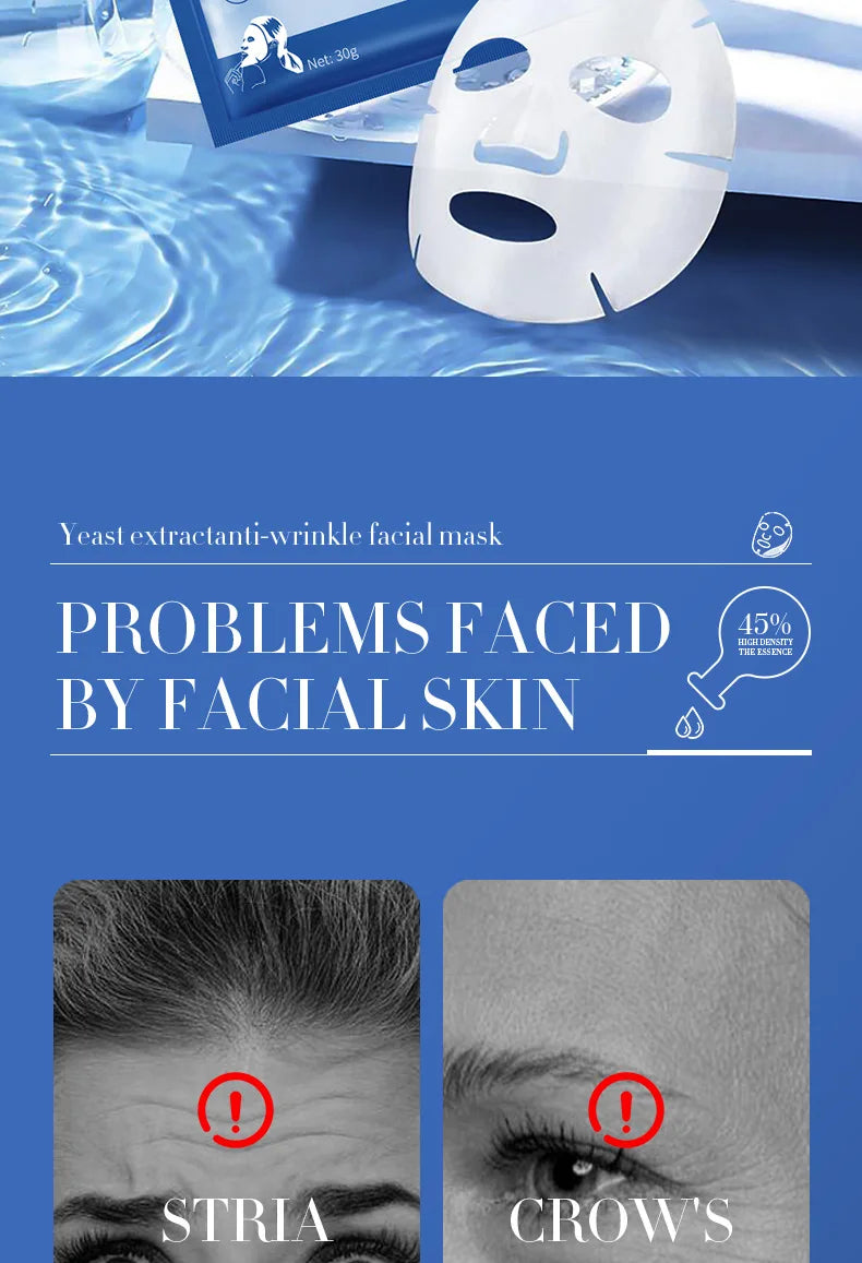 12 Pieces BIOAOUA Bifid Yeast Anti-wrinkle Facial Mask Hydrating Moisturizing Rejuvenation Mask Anti Age Skin Care Wholesale