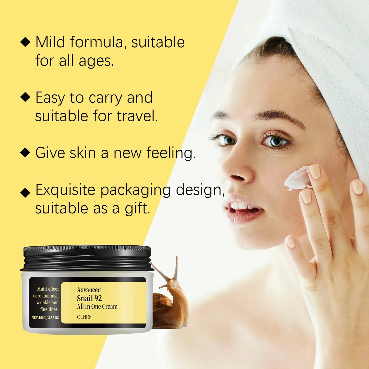 Snail Vitamin C Smear Mask Hydrating Firming Pore Refining Facial Care Fade Spots Blemishes Brightening Gentle Face Skincare