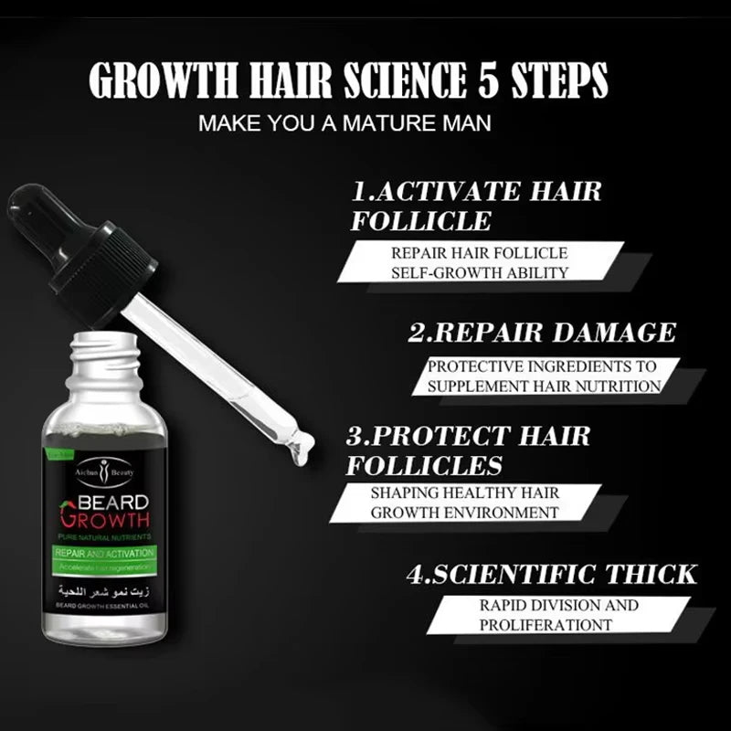 Beard Growth Oil Beard Wax Balm Hair Loss Products Leave-In Conditioner for Groomed Chest Hair Moustache Oil Beard Care 30ml