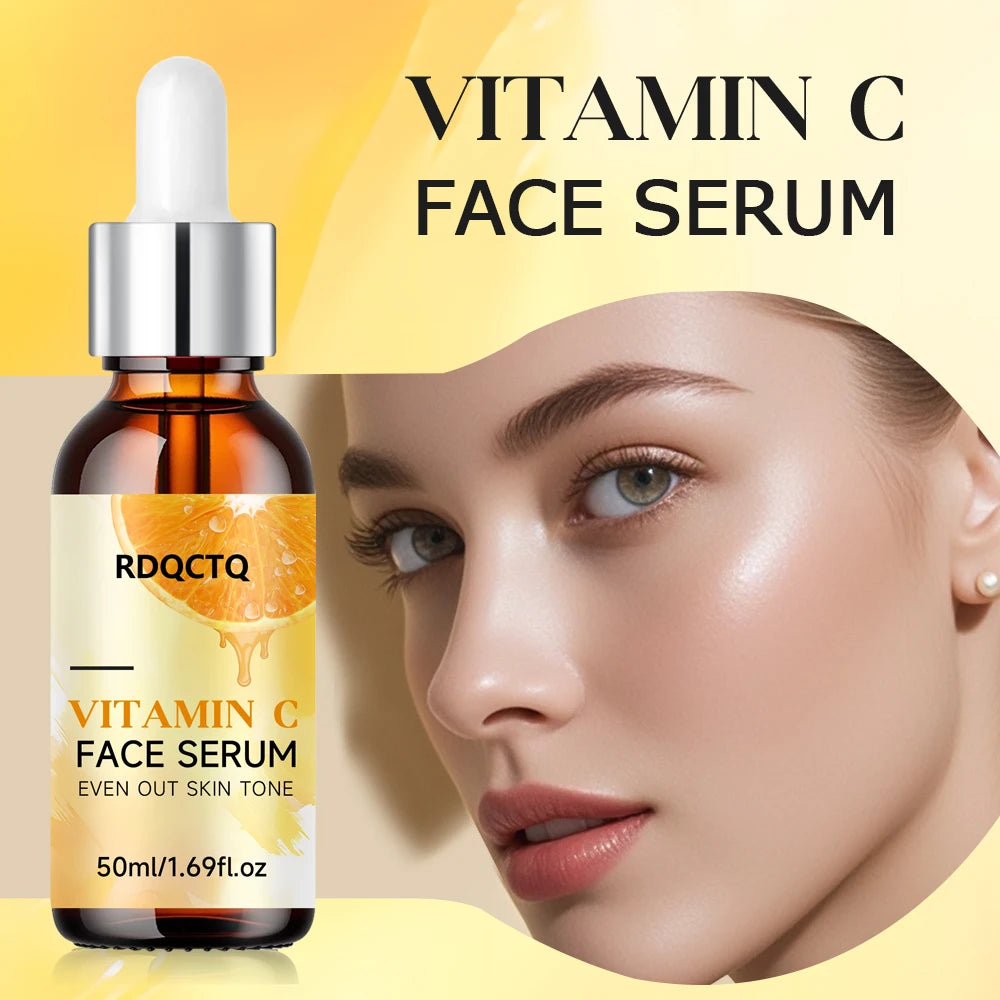 RDQCTQ Vitamin C Whitening Serum Remove Freckles Dark Spots Fade Melasma Melanin Brighten Repair Dull Face Essence Skin Care