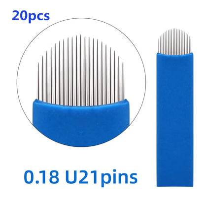 20/50pcs Microblading 0.18-0.25mm Tebori Blades Needles Tattoo Needle 7 9 11 12 14 16 18 21 Pin U shape Eyebrow Needles Makeup