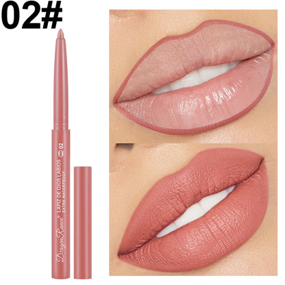 Lip Liner Lipstick Pen Waterproof Long-Lasting Contouring Lip Pencil Matte Finish Beginner Automatic Lip Liner Bean Paste Color Contouring Pen Automatic Rotating Lip Liner