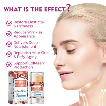 Retinol & Collagen Neck Cream Neck Face Firming Stick with Jojoba Oil Moisturizing Lifting Hyaluronic Acid for All Skin Types