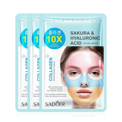 SADOER Rainbow Collagen Facial Masks Moisturizing Whitening Anti-aging Sakura Hyaluronic Acid Face Mask Korean Cosmetics