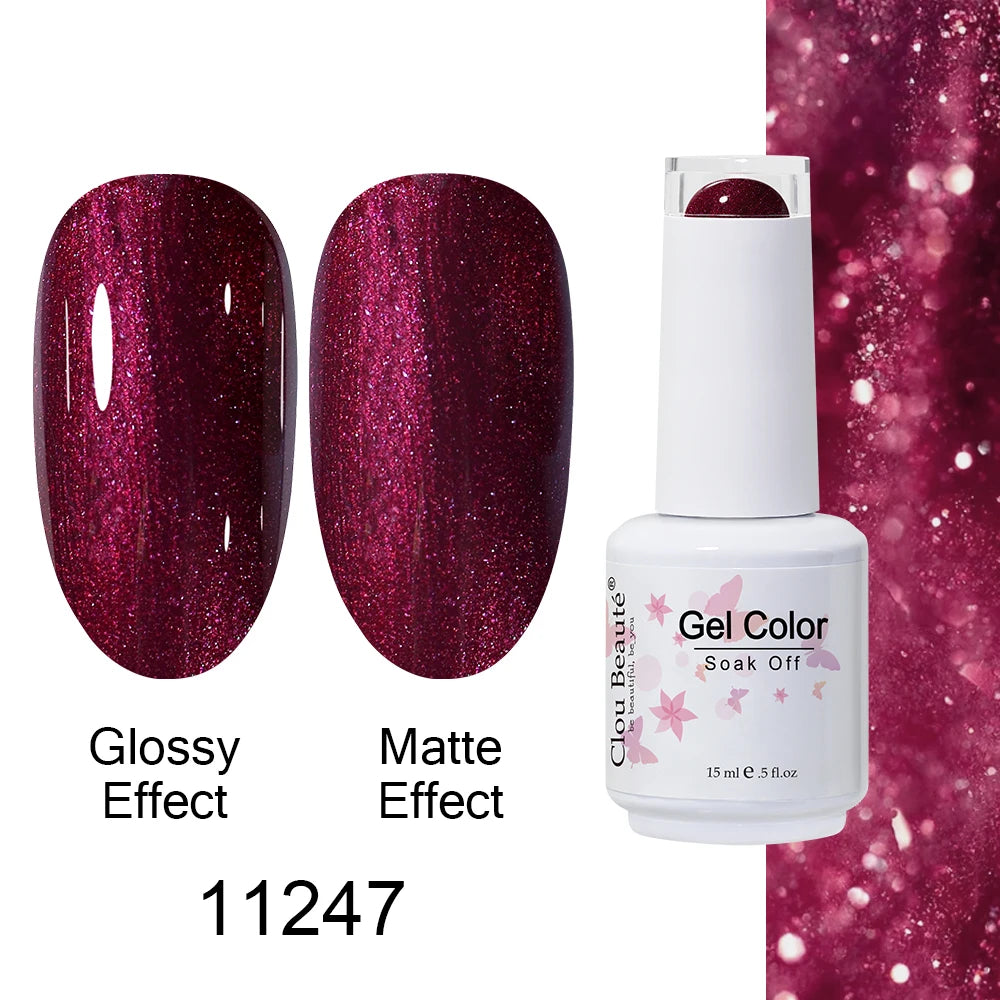 Clou Beaute 15ml Nail Gel Polish Warm Color Dark Red Brown Semi Permanent Nail Art Manicure Soak Off LED UV Varnishes Lacquer