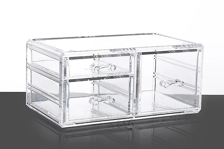 Table Transparent Plastic Makeup Organizer Multi-type Drawers Skincare Product Storage Box 3 Layers Case