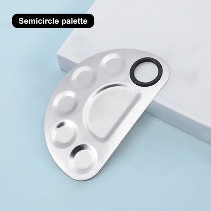Stainless Steel Makeup Mixing Palette with Foundatio Spatula for Watercolor Paints Eye Shadow Sticks Makeup Cosmetic Beauty Tool