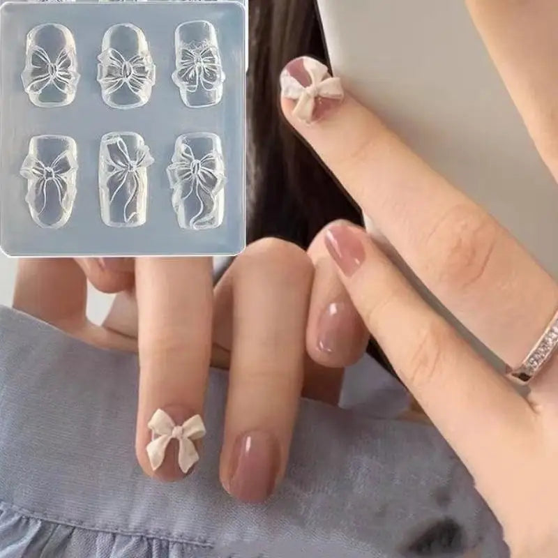 New3D Silicone Nail Mold Flower Bow Butterfly Nails Templates Transparent Mold DIY Nail Art Decor Stamping Plates Manicure Tools