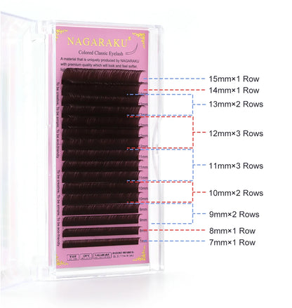 NAGARAKU Brown Eyelashes Individual Eyelash Makeup 16 Lines Brown Color High Quality Super Soft Natural Synthetic Mink
