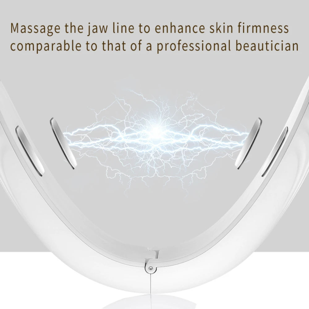 EMS Microcurrent Facial Device Rechargeable V-Lift Massager with Vibration Modes&Electrode Pads for Home Skincare and Contouring