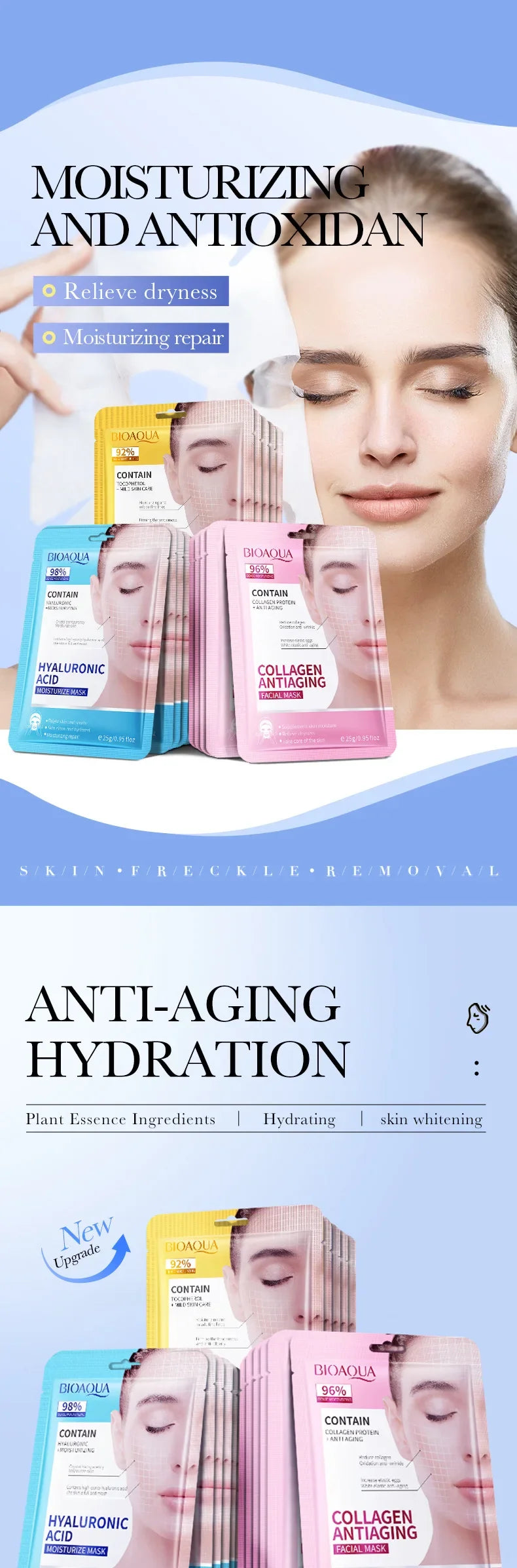 b 15pcs BIOAQUA Retinol Collagen Anti Wrinkle Facial Masks Moisturizing Anti-aging whitening Face Mask Facial Skin Care Products