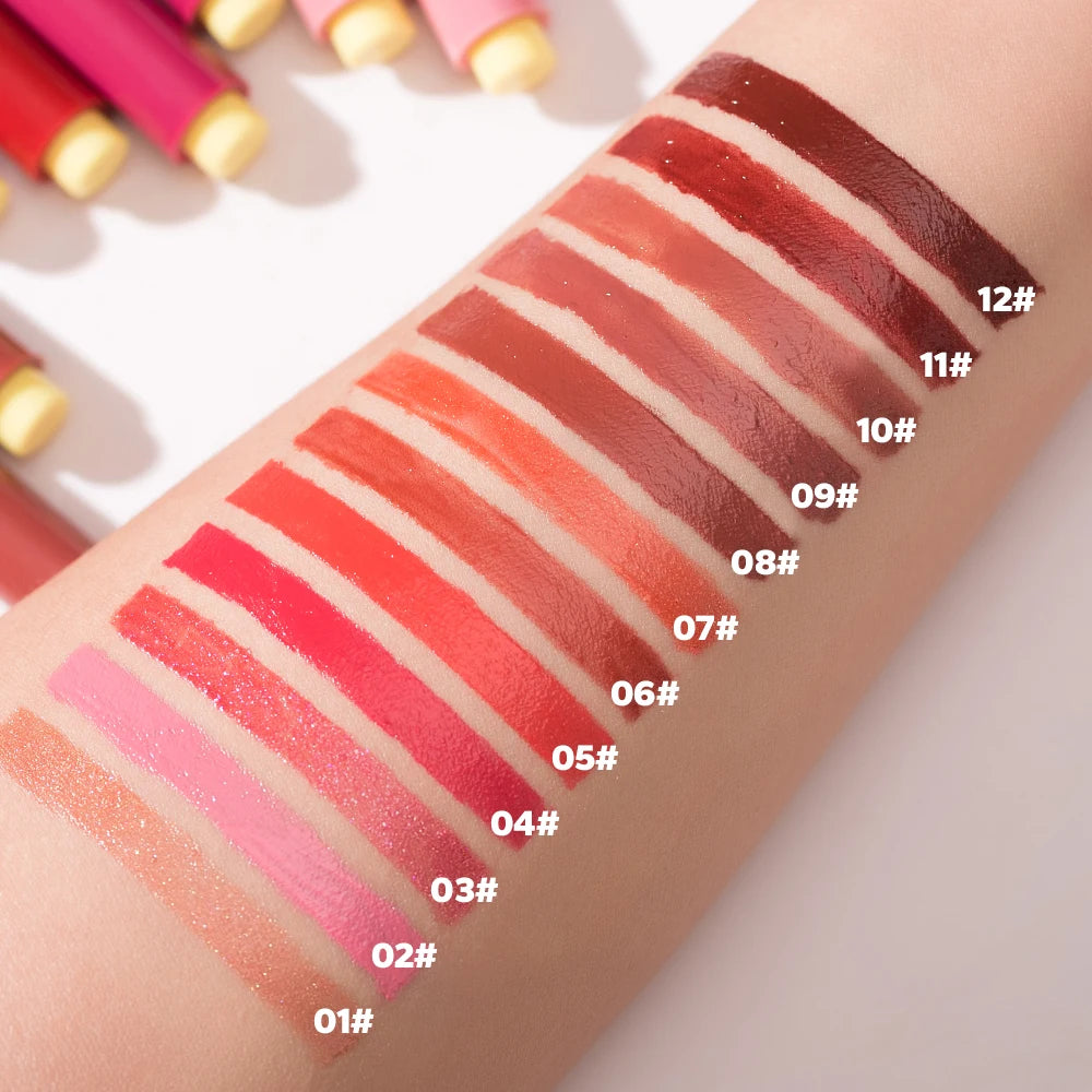 Beauty Glazed 12 Color Shimmering Juicy Lipstick,Shining Lip Plump,Moisturizing Nourishing Women Lip Makeup.Girl's Gift