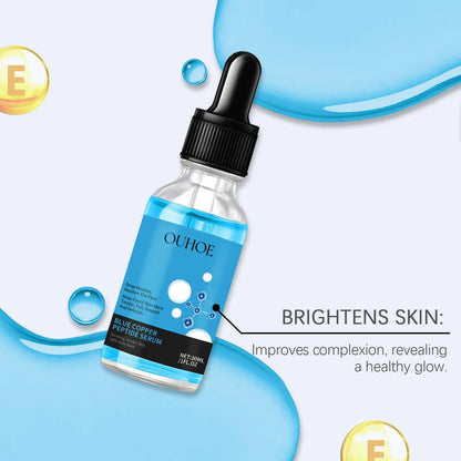 OUHOE Blue Copper Peptide Facial Serum Deep Moisturizing Lock in Water Making Skin Softer Restore Radiant for Daily Skin Care