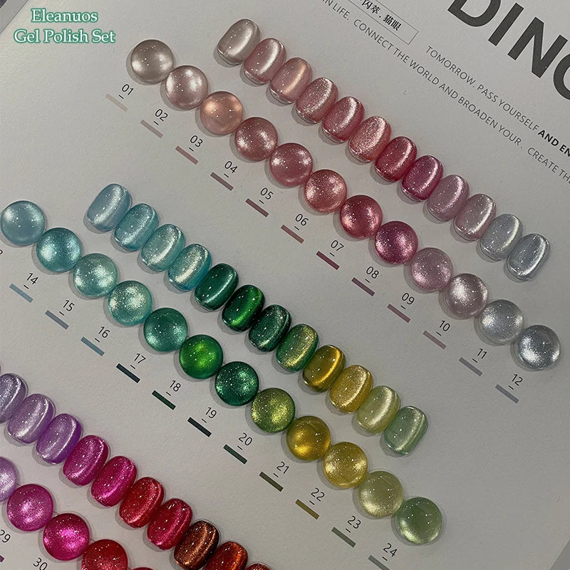Eleanuos Rainbow Cat's Eye gel Polishing 36PCS Mixed Varnish gel Semi Permanent Glass Cat's Eye Star Ultraviolet LED Nail Salon