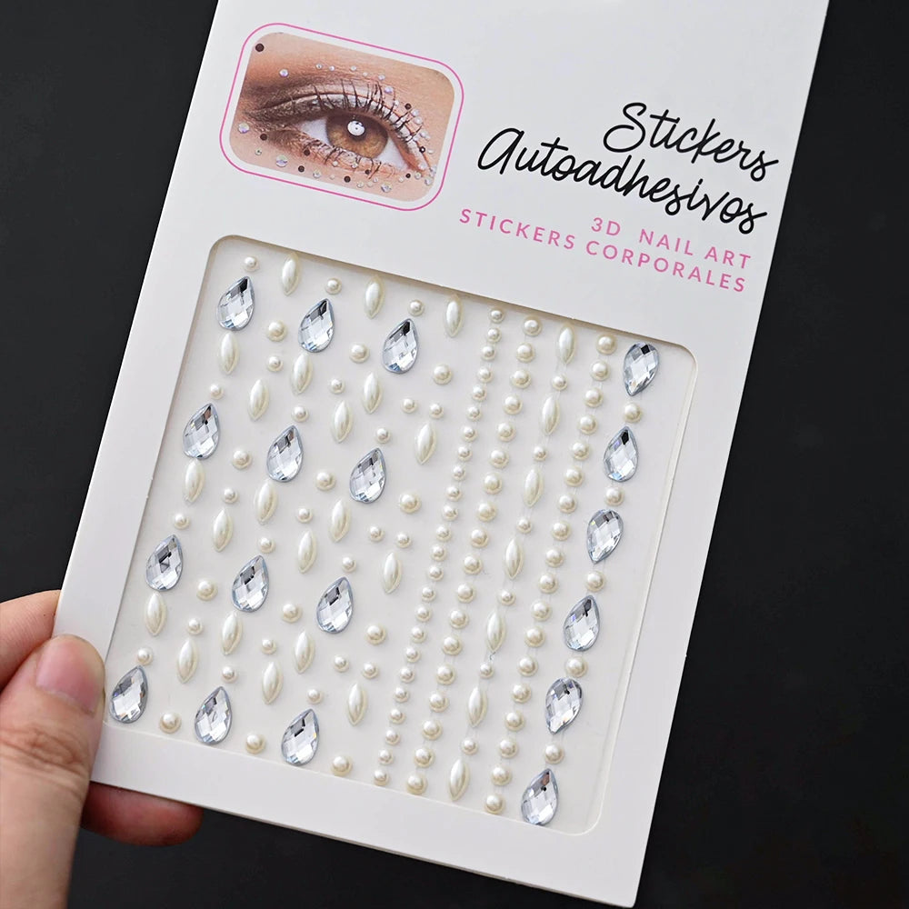 132/162/216/900pcs Coorful Diamonds Tattoos Stickers 3/4/5/6mm Face Rhinestones Tattoo for Party Body/Eye Makeup Gem Accessories