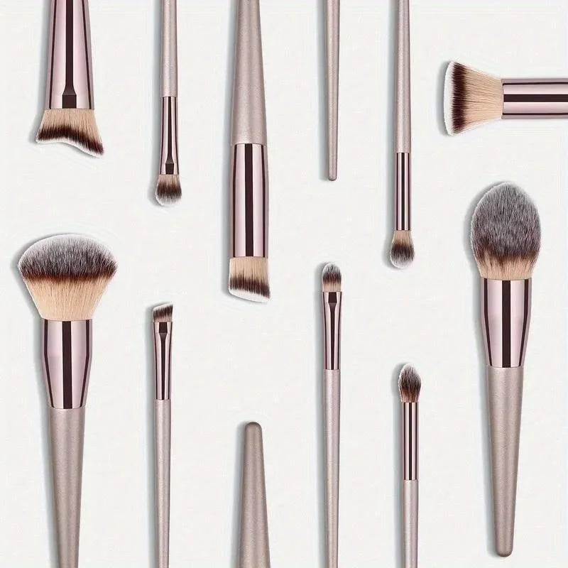 10PCS Champagne Gold Brush Set - Vegan & Cruelty-Free Bristles, All-in-One Full Face & Eye Kit (Beginners/Pros)