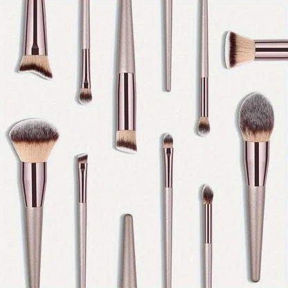 10PCS Champagne Gold Brush Set - Vegan & Cruelty-Free Bristles, All-in-One Full Face & Eye Kit (Beginners/Pros)