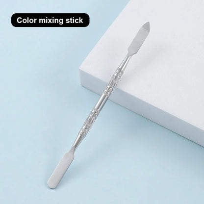 Stainless Steel Makeup Mixing Palette with Foundatio Spatula for Watercolor Paints Eye Shadow Sticks Makeup Cosmetic Beauty Tool