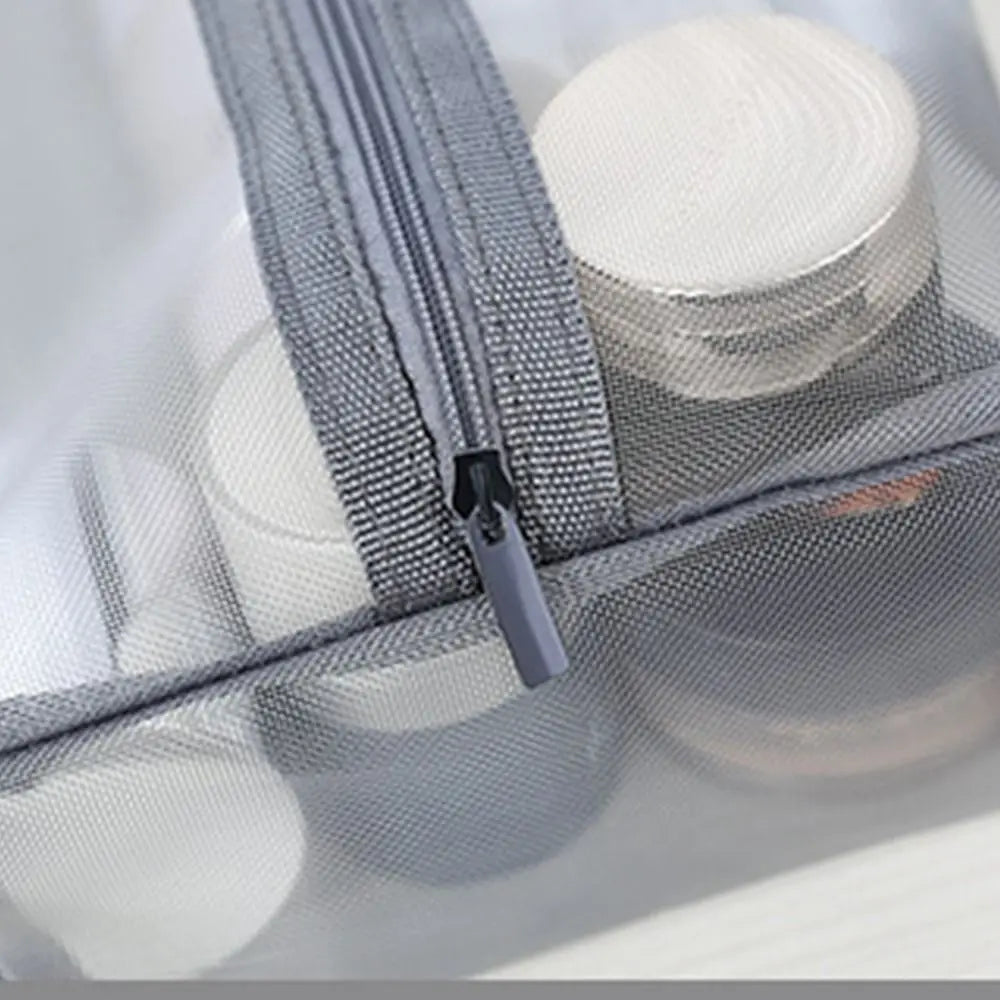 Mesh Toiletry Bag Travel Wash Bag Large Capacity Zipper Makeup Bag Skin Care Storage Bag Women Cosmetic Bag Korean Storage Bag