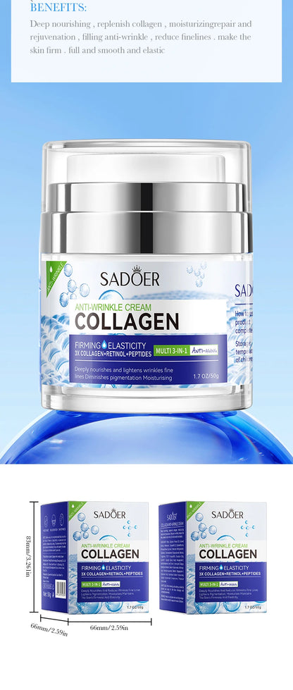 SADOER Vitamin C Collagen Face Cream Anti-aging Moisturizing Whitening Hydrating Facial Cream Day Creams Beauty Face Skin Care