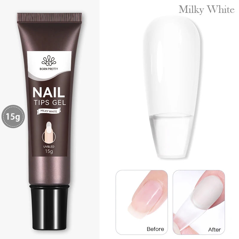 BORN PRETTY 15g Nail Tips Gel Nude Clear Transparent Nail Gel Soak Off UV LED Nail Art Gel Varnish Function Gel Nail Extension
