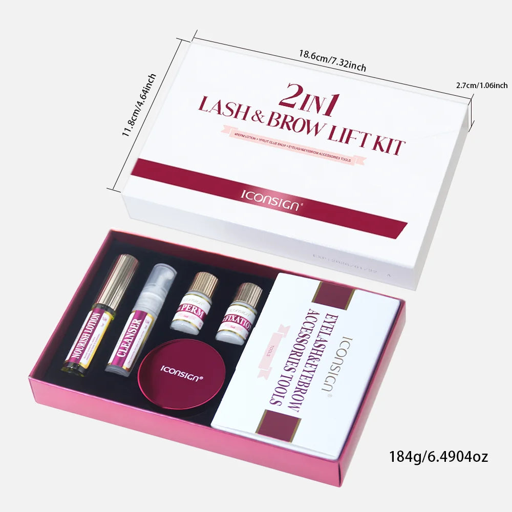 ICONSIGN 2IN1 Professional Fast Perming LASH & BROW Liftng Kit Lasting 6-8 Weeks Mascara Lifting Eyelashes Enhancer Makeup Tool