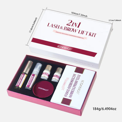 ICONSIGN 2IN1 Professional Fast Perming LASH & BROW Liftng Kit Lasting 6-8 Weeks Mascara Lifting Eyelashes Enhancer Makeup Tool