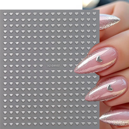8pcs Valentine's Day Cute Little Love Heart Nail Art Stickers 3D 2mm Love Heart Nail Decal Adhesive for DIY Manicure Accessories