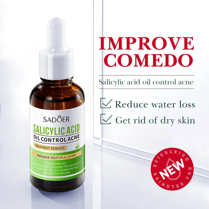 30ml SADOER Salicylic Acid Face Serum Oil Control Acne Firming Hydrating Facial Essence Beauty Skin Care