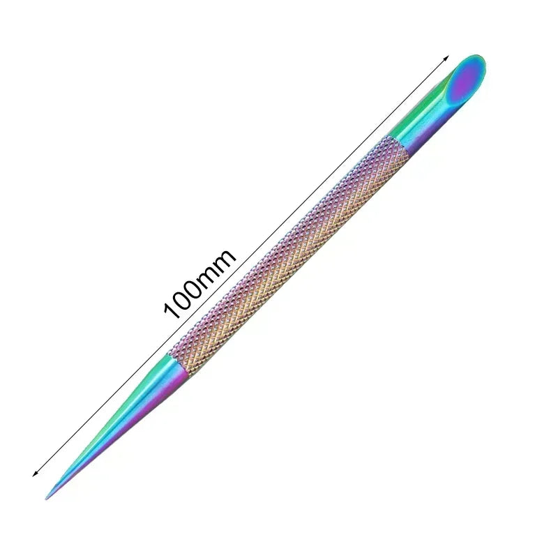 Nail Double-ended Use Stainless Steel Circle Beveled Head Cuticle Pusher Remover Professional Manicure Sticks File Nail Art Tool