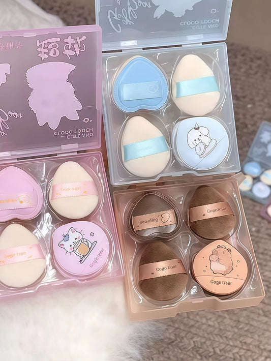 5-piece mini finger powder puff set, makeup setting powder puff, foundation powder puff with storage box beauty tool set