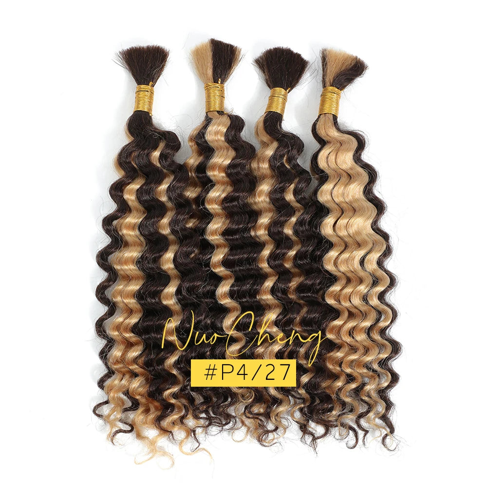 Chocolate Brown Braiding Hair for Boho Braids Human Hair Braiding Hair 2 Bundles/Pack 100g 18 Inch Deep Wave Boho Hair Braiding