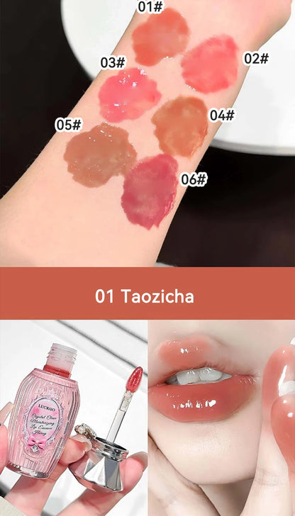 Lckgo Crystal Clear Moisture Lip Essence Gloss - Wrinkle Improvement Moisturizing Lip Balm, Mirror Gloss Lip Oil, Lipstick-Style Volume Lip Gloss