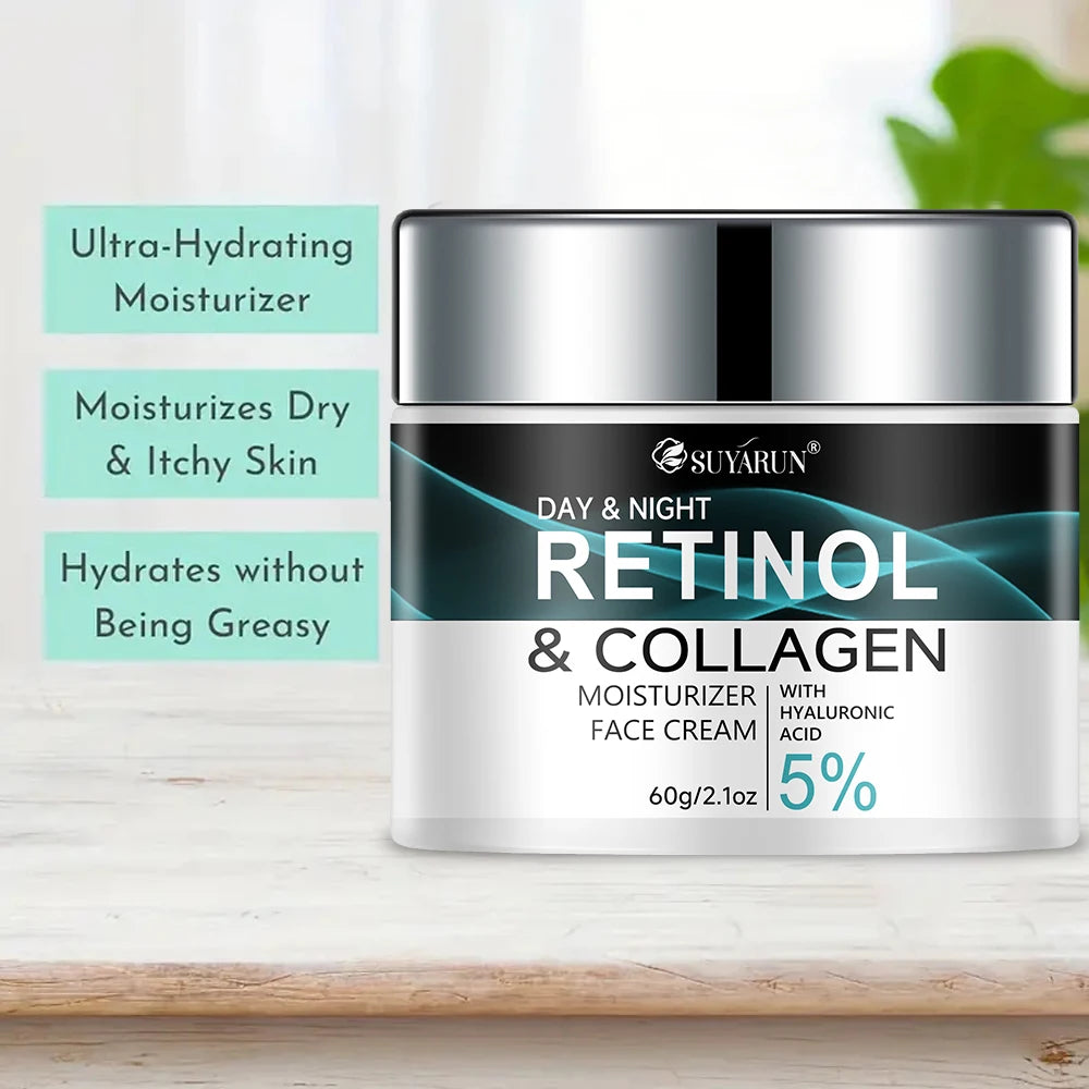 SUYARUN Retinol & Collagen Face Cream - Anti-Aging Moisturizer for Deep Hydration, Firming & Youthful Glow.
