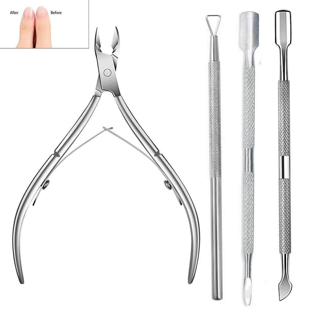 Stainless Steel Dual-Purpose Cuticle Nippers with Nail Pusher for Cuticle Removal And Trimming for Fingernails & Toenails