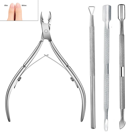 Stainless Steel Dual-Purpose Cuticle Nippers with Nail Pusher for Cuticle Removal And Trimming for Fingernails & Toenails