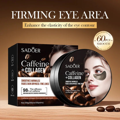 SADOER Collagen Eye Mask Caffeine Crystal Anti Dark Circles Eye Bag Remover Moisturizing Anti-aging Eye Patches Skin Eye Care
