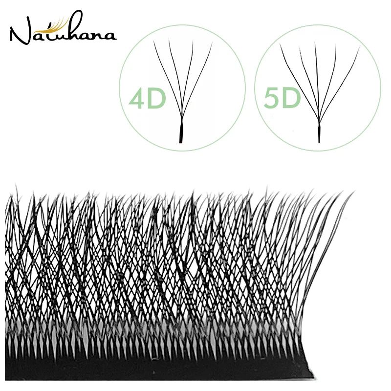 NATUHANA W-Shaped 4D 5D Premade Volume Fan Lashes 0.07mm Thin C-D Curl Natural Soft Individual False Eyelashes for Makeup