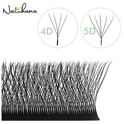 NATUHANA W-Shaped 4D 5D Premade Volume Fan Lashes 0.07mm Thin C-D Curl Natural Soft Individual False Eyelashes for Makeup