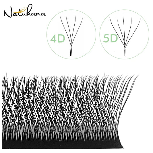 NATUHANA W-Shaped 4D 5D Premade Volume Fan Lashes 0.07mm Thin C-D Curl Natural Soft Individual False Eyelashes for Makeup