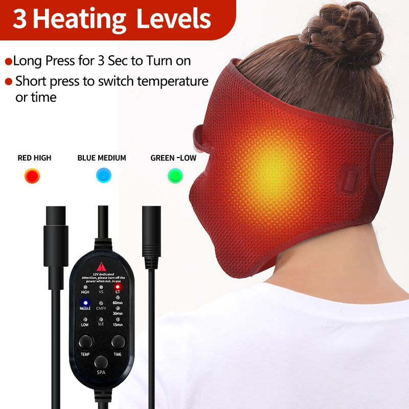 Electric Face Mask Heating Pad  Heat with 3 Temp Settings Headache Mask Sinus Pressure Relief Migraine Tension Headache Relief