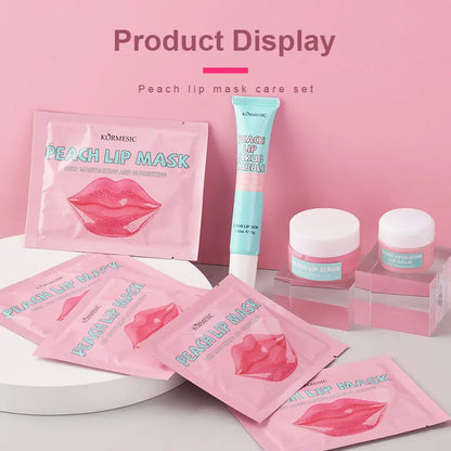 Peach Lip Care Set, Peach Lip Mask,Lip Scrub Bubble, Hyrating Lip Balm, Lips Skin Care Nourishing Hydrating Mother's Day gift